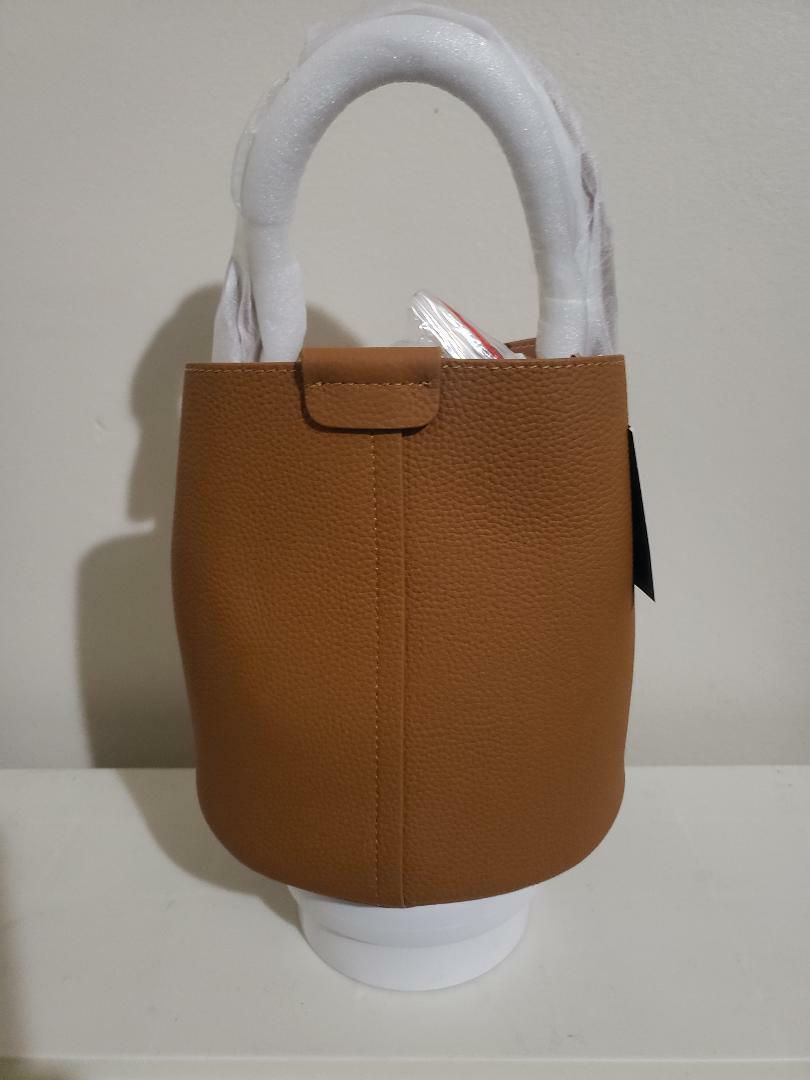 Thumbnail: Small leather tote shoulder bag purse bucket fashion handbag crossbody PMR