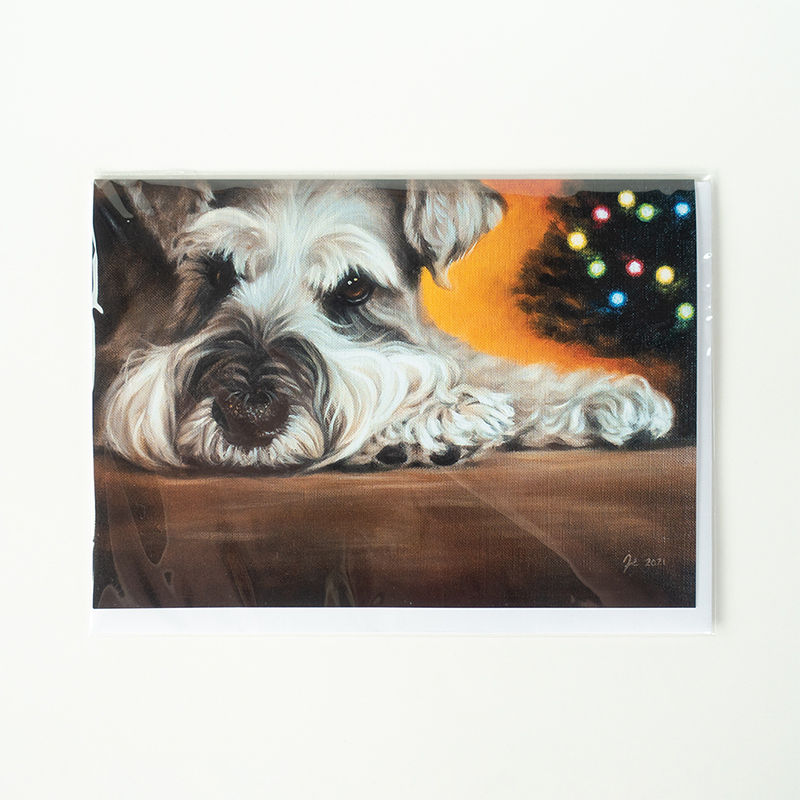 Thumbnail: Waiting for Santa - Schnauzer Dog Greeting Card