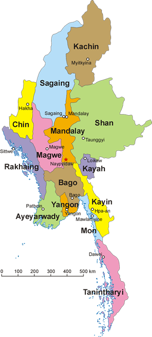 myanmar english map