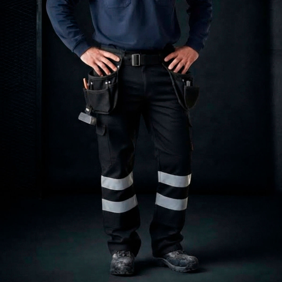 PANTALON CARGO DE GABARDINA INDUSTRIAL CON CINTA ALTA VISIBILIDAD