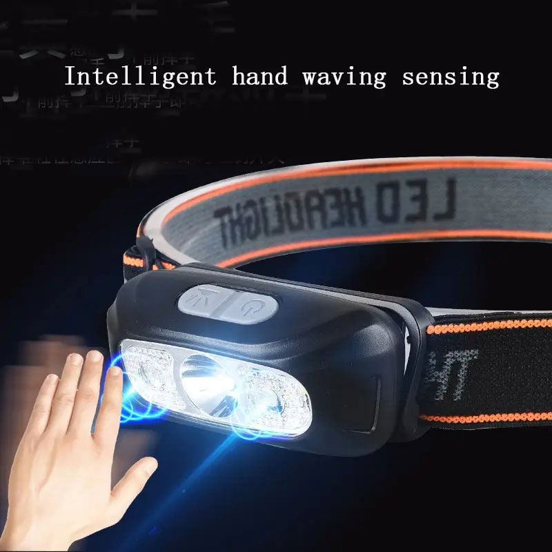 Sensor Headlamp LED High Bright Rechargeable Headlights COB Waterproof Fishing C