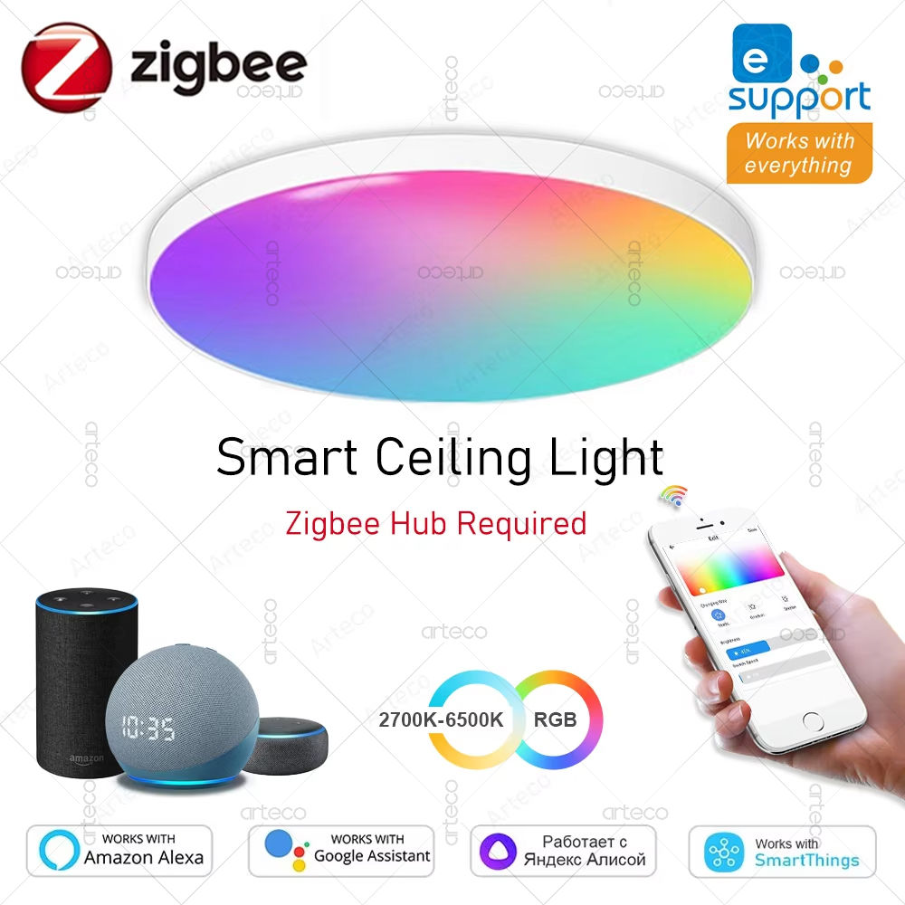 EWelink Zigbee Smart Ceiling Light 24W Zigbee Led Ceiling Lamp RGBCW Led Ceiling