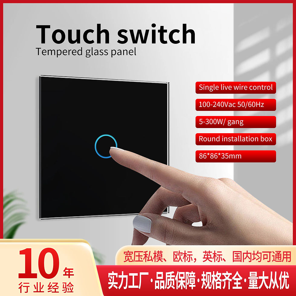 UBARO EU/UK Standard Crystal Tempered Glass Wall Panel Light Touch Switch Led In