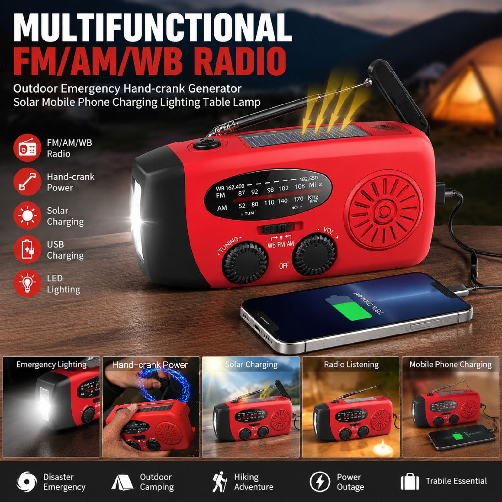 Solar Emergency Radio and Power Bank