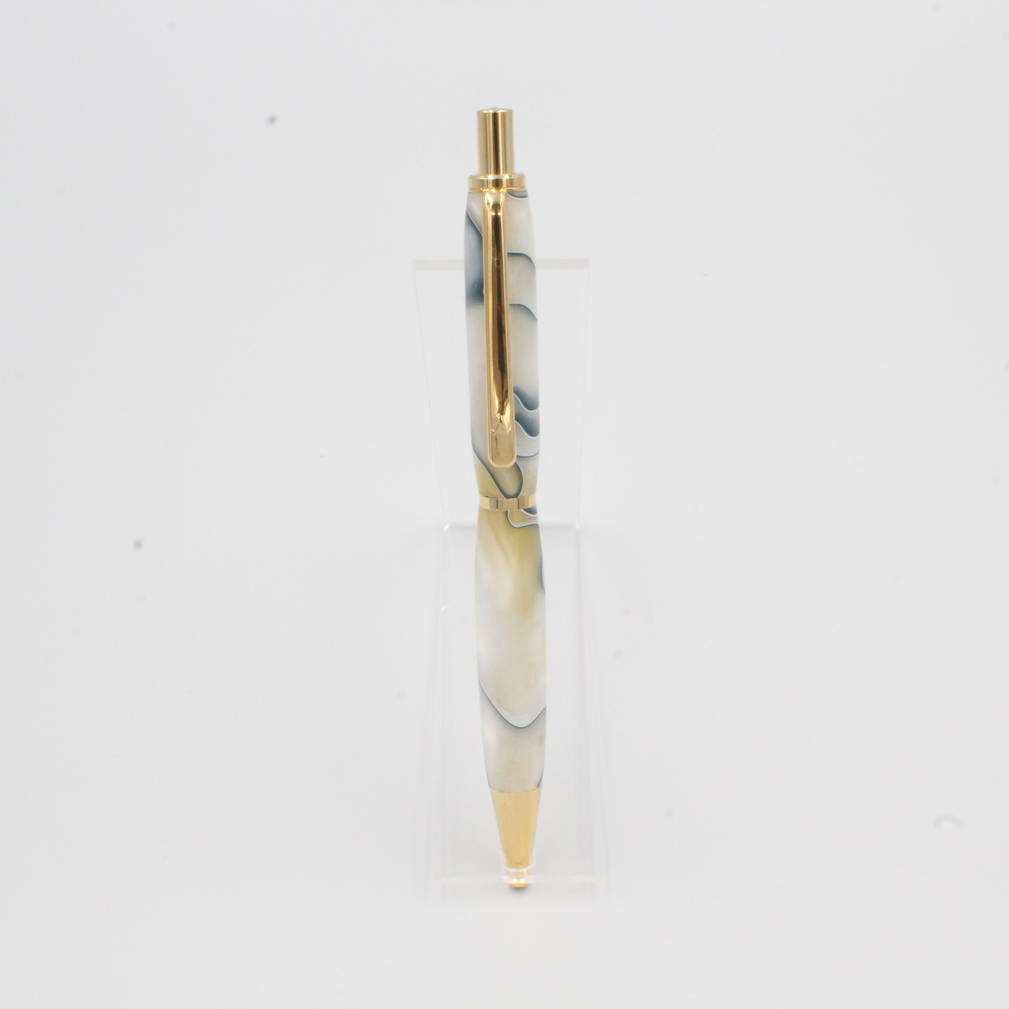 SILVER SWIRLS CLICK PEN - GOLD