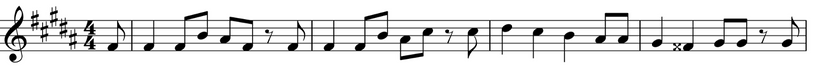 Melodic passage in B major.