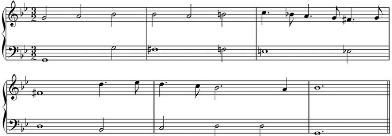 Duet in G minor (grand staff).