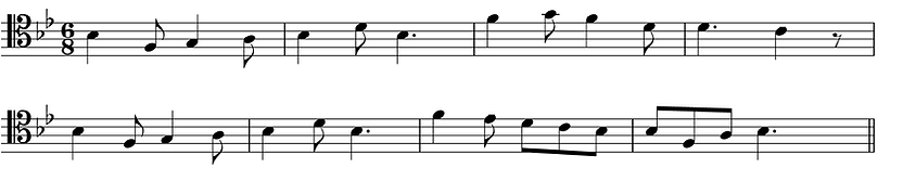 Melodic passage in Bb major.