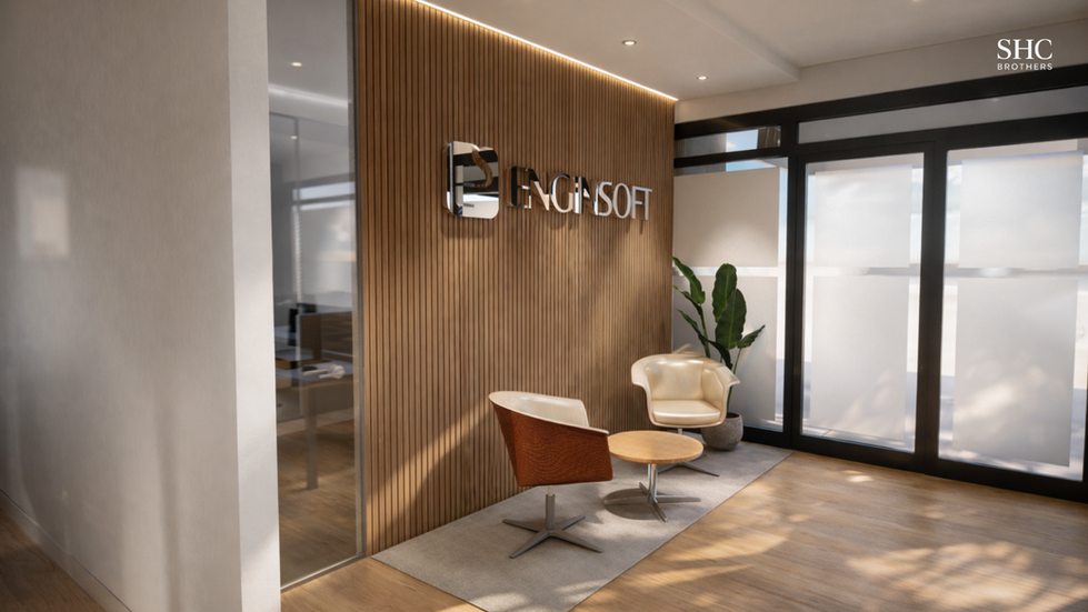 Reception ufficio moderna con parete in legno e arredamento contemporaneo a Padova
Modern office reception interior design with wood slat wall and contemporary furniture in Padova, Italy
