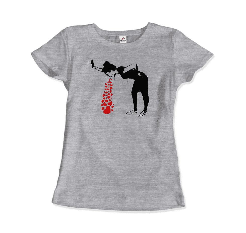 Thumbnail: Banksy Lovesick Girl Throwing Up Hearts Artwork T-Shirt
