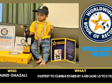 Fastest To Climb 8 Stairs By A Kid (Age: 1.5 To 2 Years) - Achieved By Hamid Ghazali