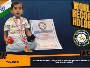 World Record For The Maximum Distance Covered In 28 Minutes By A Electric Toy Car (Age: 2 To 2.5 Years) - By Yuvansai