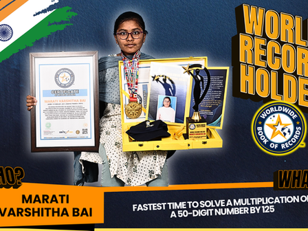 Fastest Time To Solve A Multiplication Of A 50-Digit Number By 125 -Achieved By Marati Varshitha Bai (Student Of Vision E.M High School,Yadiki)