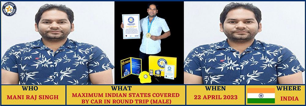 Mani Raj Owner All Indian States & Union Territories Covered By Car In Round Trip ...