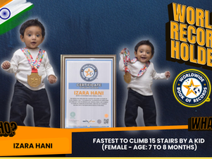 Fastest To Climb 15 Stairs By A Kid (Female- Age: 7 To 8 Months)" - Achieved By Izara Hani