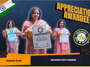 Ramgarh’s Double-Talent: Suman Soni Earns Appreciation Award from Worldwide Book of Records