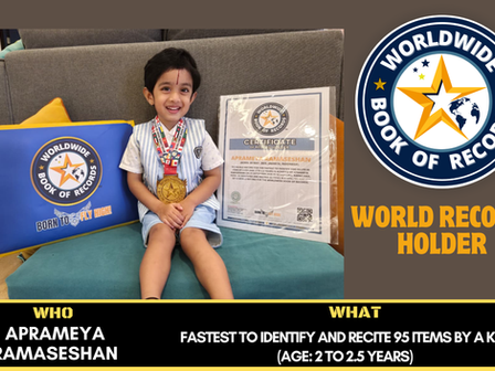 Fastest To Identify And Recite 95 Items By A Kid (Age: 2 To 2.5 Years)- Achieved By Aprameya Ramaseshan