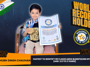 World Record for the FASTEST TO IDENTIFY 95 FLASHCARDS BLINDFOLDED BY YOUNGEST KID (AGE: 2.5 TO 3 YEARS) - by Shubh Singh Chauhan