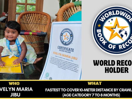 Fastest To Cover 10-Meter Distance By Crawling (Age Category 7 To 8 Months)- Achieved By Evelyn Maria Jibu