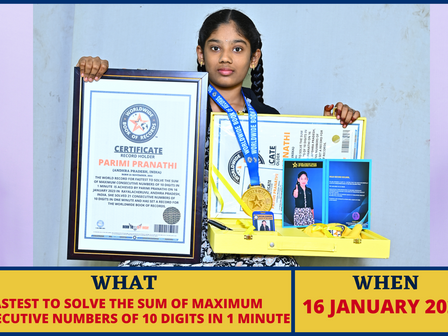 FASTEST TO SOLVE THE SUM OF MAXIMUM CONSECUTIVE NUMBERS OF 10 DIGITS IN 
1 MINUTE - By Parimi Pranat