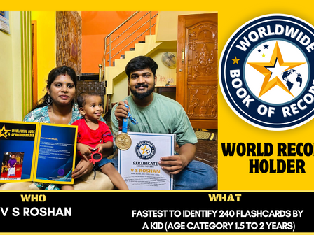 Fastest To Identify 240 Flashcards ByA Kid (Age Category 1.5 To 2 Years)- Achieved By V S Roshan