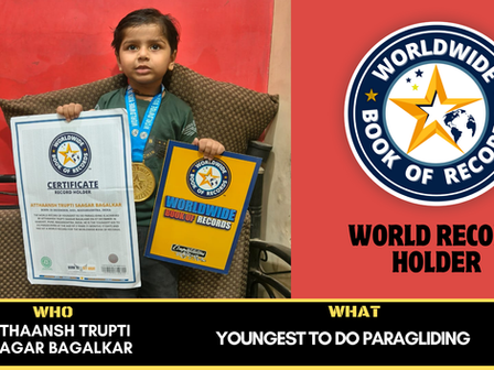 Youngest To Do Paragliding- Achieved By Atthaansh Trupti Saagar Bagalkar