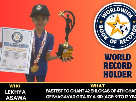 Fastest To Chant 42 Shlokas Of 4th Chapter Of Bhagavad Gita By A Kid (Age: 9 To 12 Years) -Achieved By Lekhya Asawa
