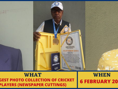LARGEST PHOTO COLLECTION OF CRICKET PLAYERS (NEWSPAPER CUTTINGS) - Record by Dillip Kumar Sahu