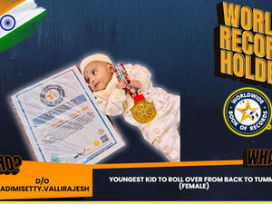 World Record For The Youngest Kid To Roll Over From Back To Tummy (Female) - By D/O Kadimisetty.Vallirajesh