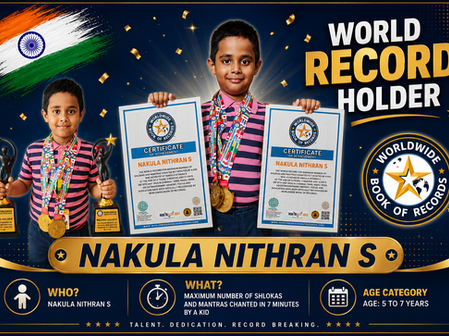 Multitasking World Record: Cup Stacking, Rubik’s Cube & Tangram - by Nakula Nithran S 