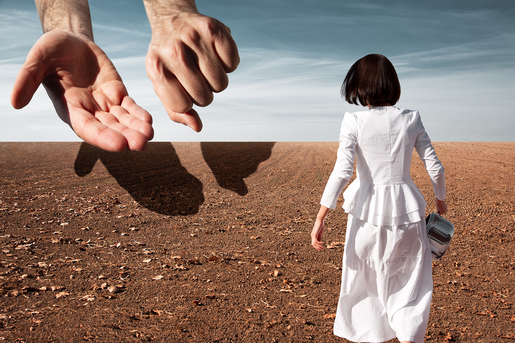 Surreal image about freedom of choice. Fine art photography about freedom, famine and food.
