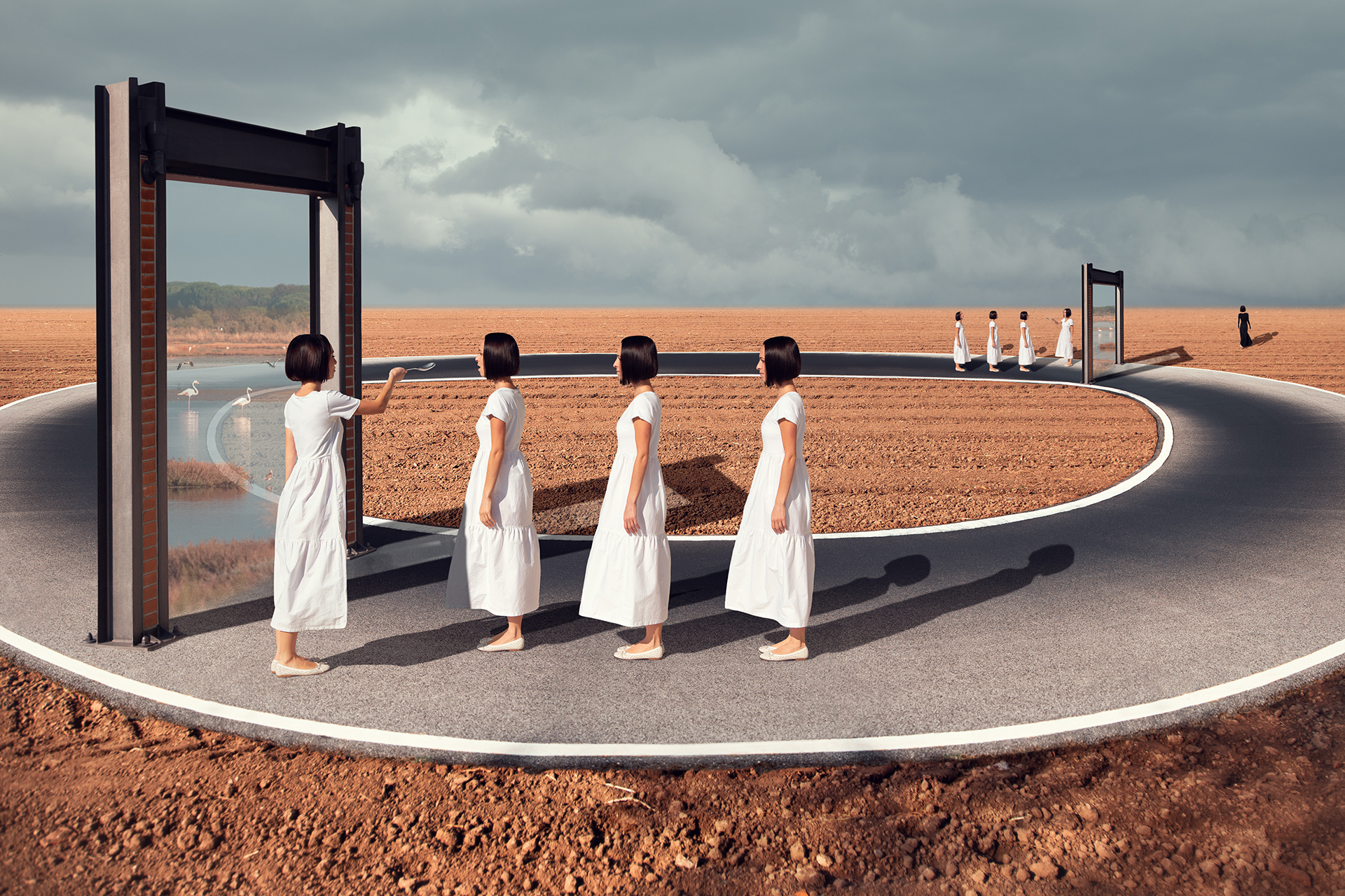 A closed circle of people who are promised non-existent things, diverting their attention and not allowing them to leave the circle.