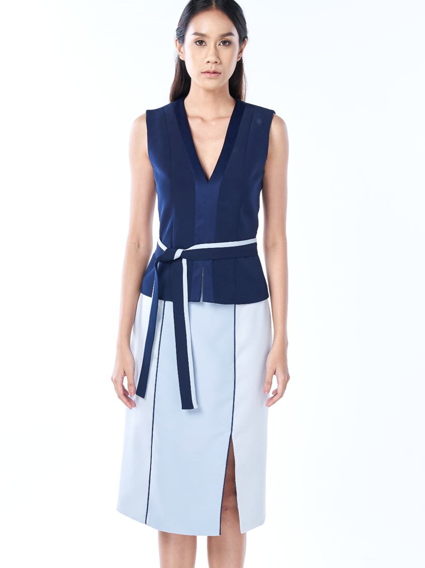 Thumbnail: Sen : SET V-Neck Tie-waist