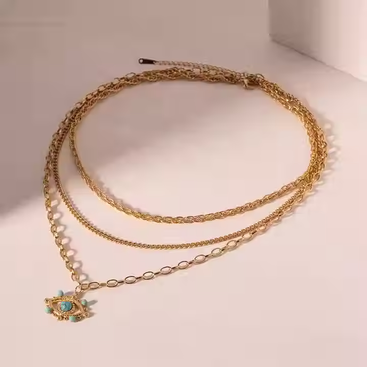 Thumbnail: Three layered Evil's Eye Necklace