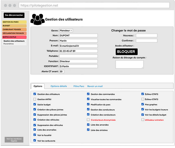 Illustration de la page de Pilote 6.0 sur la gestion des utilisateurs