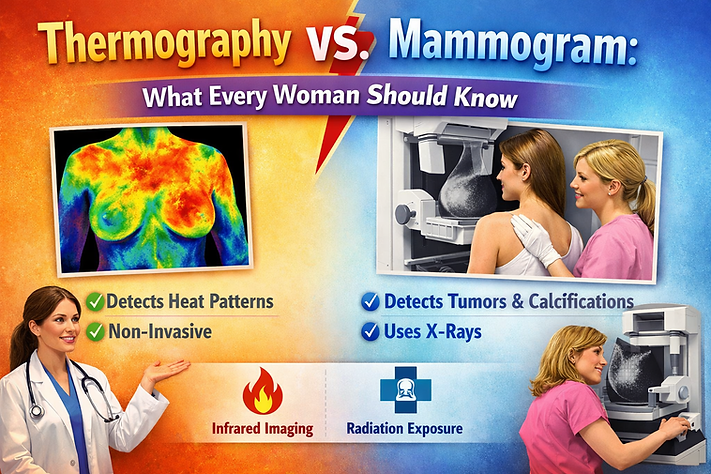 Thermography vs. Mammogram comparison guide.