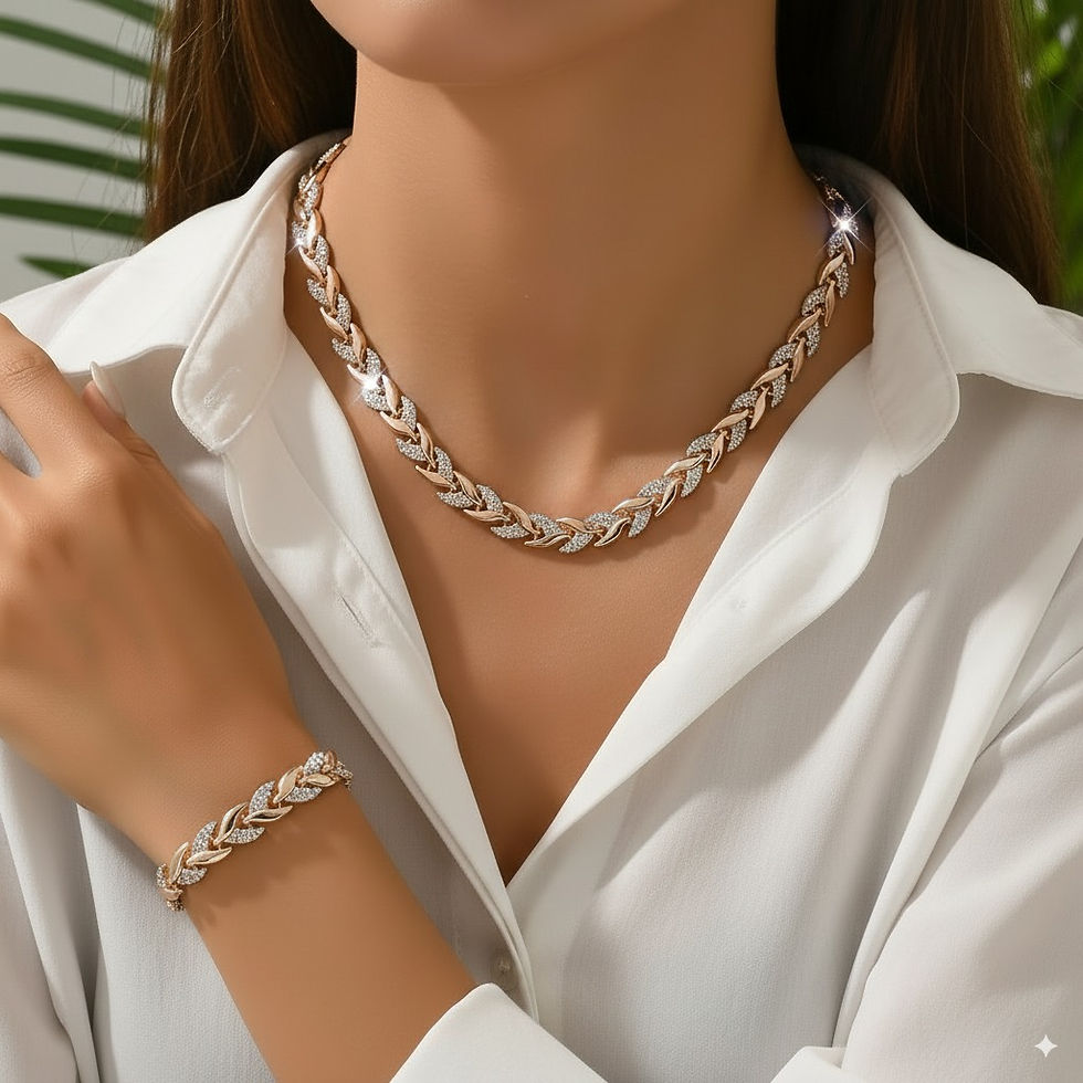 Thumbnail: Colid de Corrente de Vidro com Strass com Pulseira