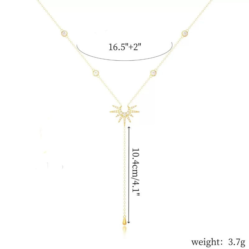 Thumbnail: Y-shaped pendant necklace, long diamond pendant jewelry.