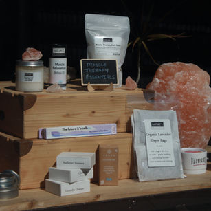 A display of the store's lotions, and scents