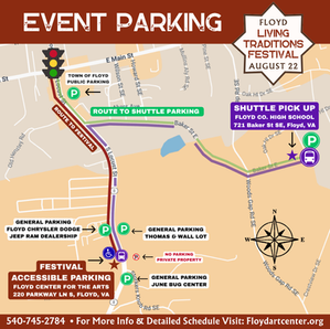 Event Parking Information for the 2026 Floyd Living Traditions Festival