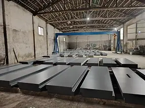 Inside view of LastingSafe 10,000 sqm manufacturing facility for modular vault rooms and security lockers.