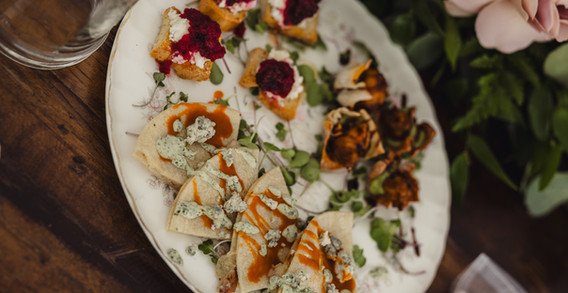 Plate full of two different appetizers