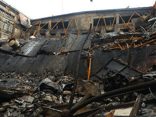 Remains of a burnt building in Nepal.