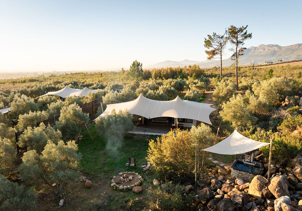 Luxury accommodation Paarl lodge tents set in nature