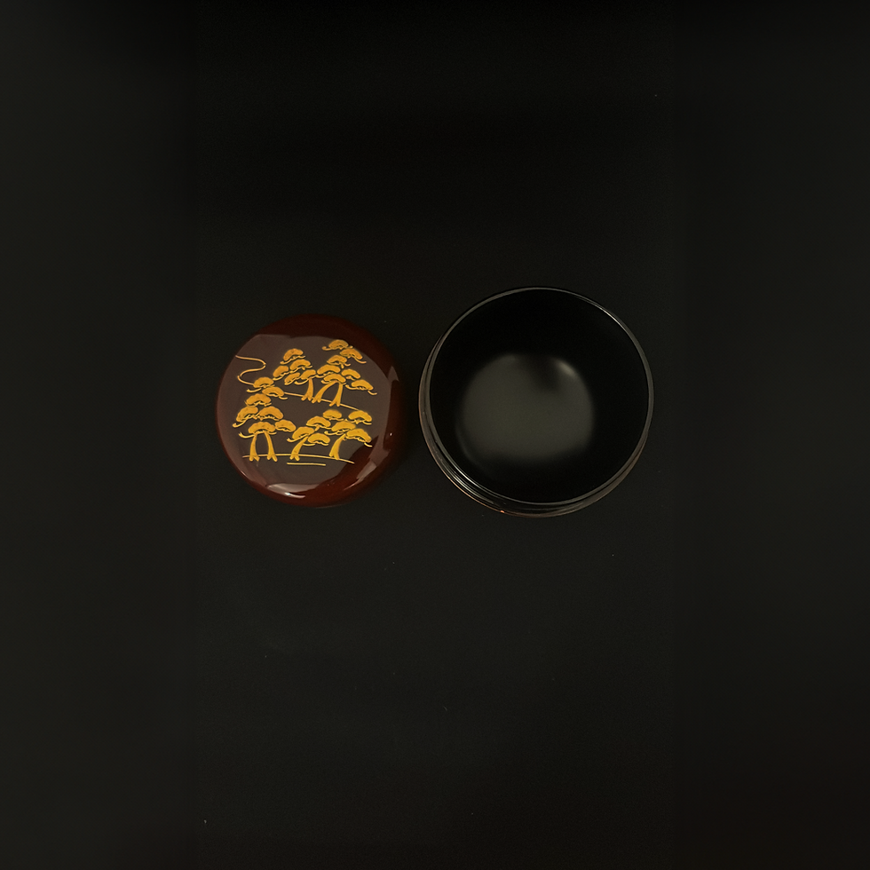 Thumbnail: Urushi Natsume Chabako Tea Ceremony Caddy with pine tree motif