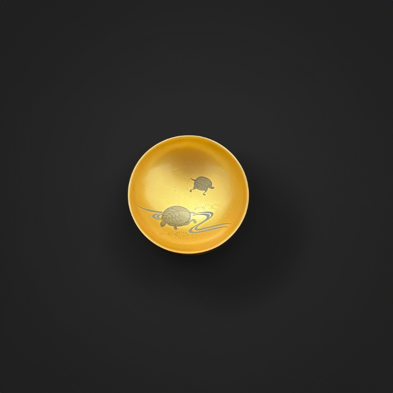Thumbnail: Golden sake small cup with turtle