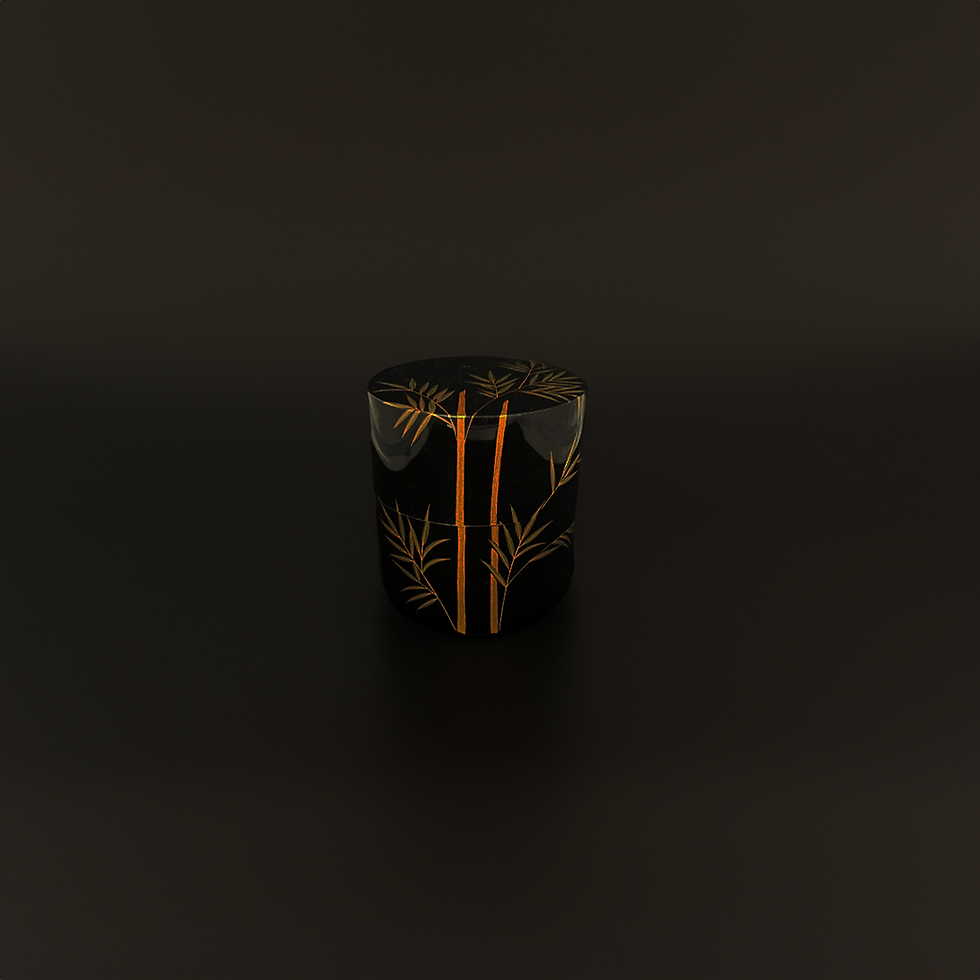 Japanese URUSHI Tea Caddy with Bamboo Design