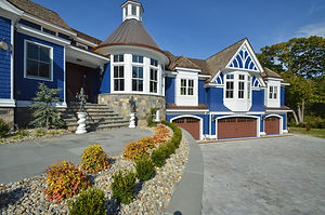 A different view from blue home by general contractors near me in Mountain Lakes, NJ