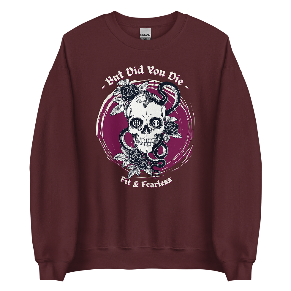 Thumbnail: But Did You Die Plum Unisex Sweatshirt