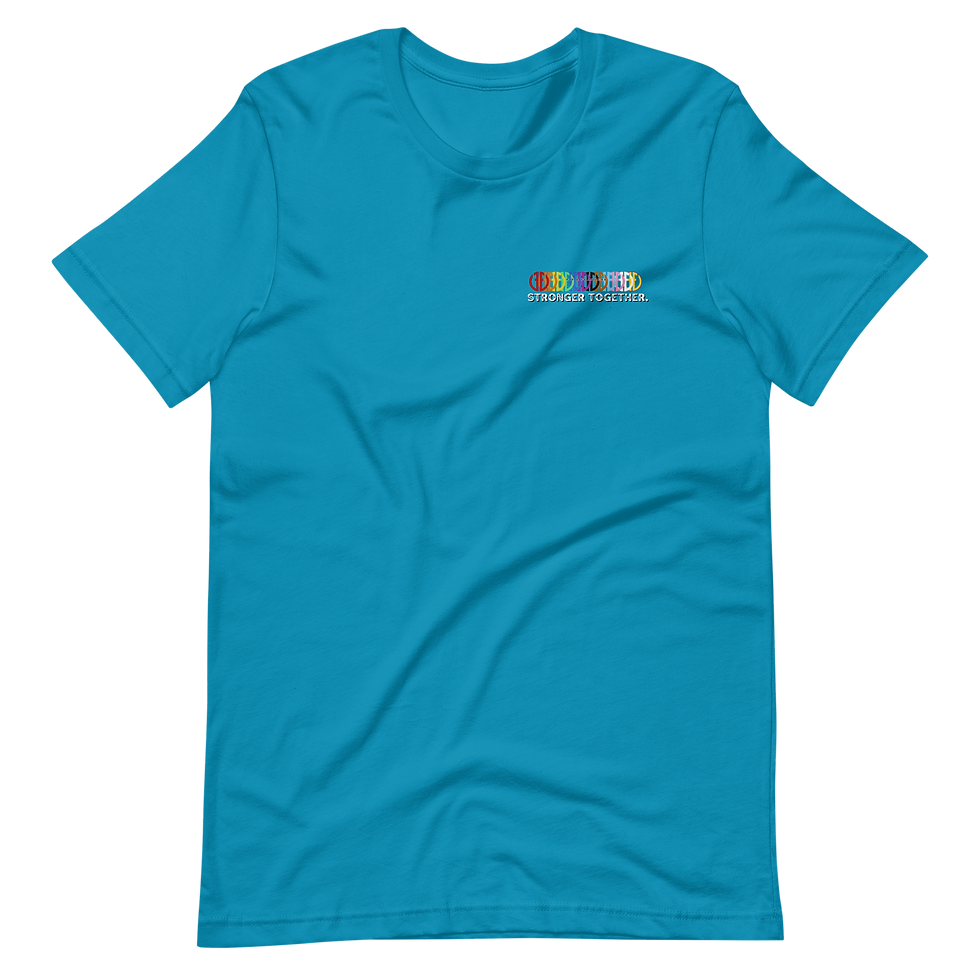 Thumbnail: Stronger Together PRIDE Small Logo Unisex T-shirt